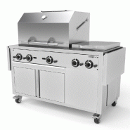 Station de Grill Gaz Professionnelle avec Broche et Cuisinière - Inox AISI 304 - GRSTE3 | GGM_1