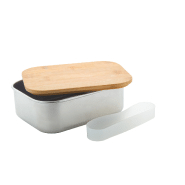 Lunch box en acier inoxydable - couvercle en bambou naturel - 800 ml - couleur argenté_1