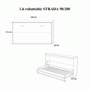 Armoire lit horizontale escamotable STRADA-V2 blanc mat - Couchage 90x200 cm avec ouverture auto-freinée et structure mélaminée_1