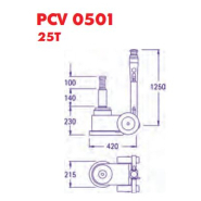 Cric hydropneumatique classique, 1 piston 25t - pasquin - pcv 0501_1