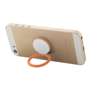 Support pour téléphone portable rond en plastique - base autocollante - couleur orange - poids 3,25 g_1