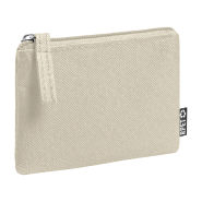 Porte-monnaie zippé en polyester 600D RPET - Labélisé RPET - Couleur beige - Poids 13 gr_1