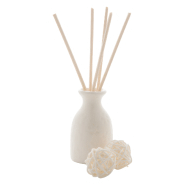 Set diffuseur parfum jasmin - mini vase céramique, 5 bâtons d'encens, 2 pelotes bois - boîte cadeau blanche_1