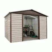 Abri métal 106tbsl - surface 5,97 m² - hauteur 224 cm - gris châtaigne - avec double porte coulissante_1