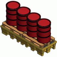 Bac de rétention PEHD 2579x936x395mm Jaune - sans Caillebotis - 450L (4 fûts longitudinaux)_1