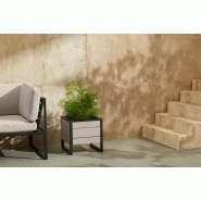 Catania - grande jardinière d'extérieur en métal et bois composite polywood gris foncé - 40x40x40 cm_1