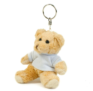 Porte-clé peluche ours Binx - 100% polyester - T-shirt blanc amovible - Réf: MM23_1