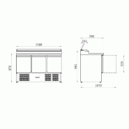 Saladette 392 l 3 portes 8 bacs gn 1/6 int/ext inox série star AFI_1