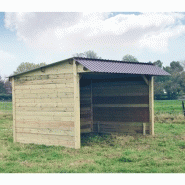 Abri de stockage / structure en bois / toiture en bacacier / bardage en bois / ancrage au sol avec platine_1