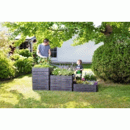 Carré potager ergo Quadro imitation bois - 25 x 80 x 80 cm - Modulable et ergonomique_1