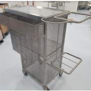 Chariot de soin pharmaceutique en inox - support à bac DASRI et sac poubelle - conçu à la demande du client_1