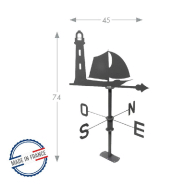 Girouette voilier anthracite - 45x74cm - acier époxy_1