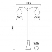Luminaire pour mât 2 bras Polar - IP43 - E27 - 2x42W - Anthracite - Aluminium et méthacrylate d'opale_1