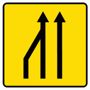 Panneau KD10 - Annonce de la réduction des voies à gauche panneau seul_1