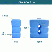 Cuve 800l Aérienne De Récupération D'eau - Réservoir Compact Bleu - Elbi Cpn800_1