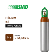 Hélium SIAD 5.0 - 99,999 % pureté - Pour analyse, détection de fuites et haute technologie - bouteilles B50, B20 et B10