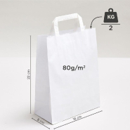 Sac kraft poignées plates blanc 18x8x22cm - par 50_1