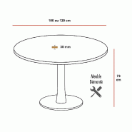 Table de réunion ronde Idea, pied chromé - Quadrifoglio. - 120, Wenge_1