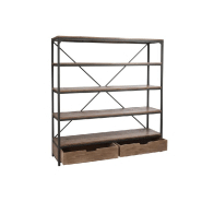 Étagère 2 tiroirs Bapita - métal noir et bois naturel - 3 étagères - 180x190x45,5 cm_1