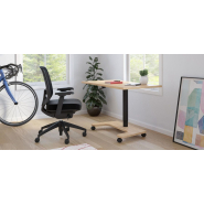 Bureau droit manuel ajustable sur roulettes Artopex, en mélamine de qualité commerciale - Dimensions 24