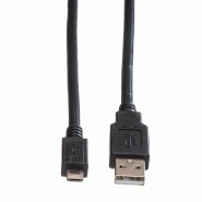 ROLINE Câble USB 2.0, USB A mâle - Micro USB B mâle, noir, 0,8 m_1