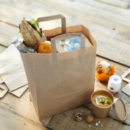 Sac kraft lisse poignées plates brun 22x10x29cm - par 50 - supporte jusqu'à 2kg - papier kraft 80gr/m²_1