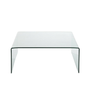 Table basse carrée Mainty en verre trempé transparent - design moderne - 100x100x37 cm - capacité 50 kg_1