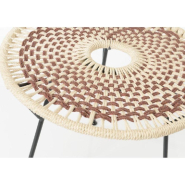 Table basse plateau tressé Baya marron Ø50cm x H45cm_1