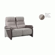 Canapé fixe 2 places Zilia - Microfibre bi-color mastic et brun taupé - Design contemporain et confort optimal_1