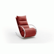 Fauteuil relax Yanis - Tissu rouge - Pouf indépendant - Structure métal - Design chic et confort optimal_1