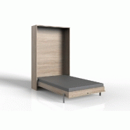 Lit escamotable VANIER - Décor chêne - Couchage 120 x 200 cm - Faible profondeur - Sommier inclus_1