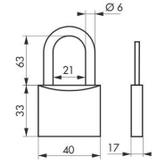 Cadenas à clé Thirard - Aluminium massif 40 mm - Anse 1/2 haute - Double arage et mécanisme à goupilles_1