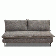 Canapé lit compact 3 places Lisbonne 140 cm - sommier à lattes, matelas 13 cm, tissu tweed gris chiné_1