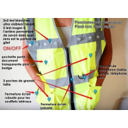 LEDWARNING Gilet Pro de Sécurité Fluo à 11 LEDs Blanches et 11 Rouges_1
