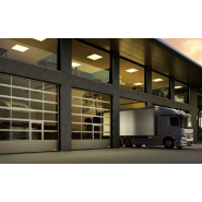 Porte sectionnelle industrielle motorisée en aluminium à grande surface vitrée - ALR F42 Glazing et ALR 67 Thermo_1
