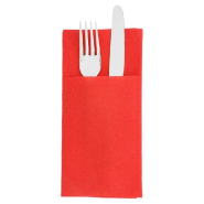 Serviette-étui pour couverts intissé rouge 40x40cm - par 700_1