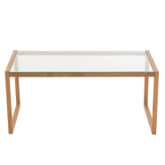 LIVIE - Table basse rectangulaire en métal et verre de sécurité, finition naturelle_1