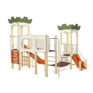 3822 - Structure pour aire de jeux - Transalp - Mon Château 3 tours avec filet, toboggans et panneaux ludiques_1