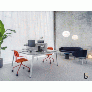 Bureau Bench 2 personnes Ogi M - MDD - Aluminium satiné, Non, 120 x 161 cm_0