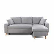 Canapé d'angle réversible convertible ARKO - tissu gris clair avec coffre de rangement et coussins d'appoint_1