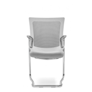 Lot de 4 fauteuils DAHLIA blancs - structure luge, dossier résille grise et piétement chromé - Référence 8002 FR206_1