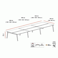 Bureau bench Born 6 personnes - Mobel Linea - Blanc, Hêtre, 540_1