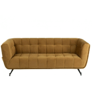 Canapé lounge Marianah ocre - style contemporain en velours capitonné - L207 x H78 x P82 cm_1