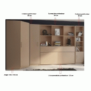 Composition angle lit escamotable VERTIGO taupe mat - Couchage 90x200 cm - Dimensions 411x100 cm_1