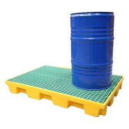 Plateforme basse de rétention 120 litres en PEHD - plastique jaune - avec caillebotis_1