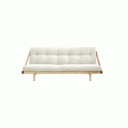Banquette futon JUMP en pin massif - Coloris naturel - Couchage 130 x 202 cm - Design scandinave avec lanières en cuir_1