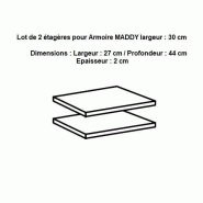 Lot de 2 étagères Maddy - Panneaux agglomérés - Décor Linegrey - L : 30 cm_1