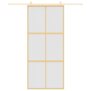 Vidaxl porte coulissante doré 90x205 cm verre esg dépoli et aluminium 155158_1