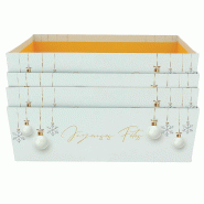 Boite carton carrée empilable Noel Blanc 33x33 -_1
