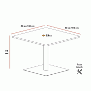 Table carrée ROL - Mobel Linea - 80, Anthracite, Acacia clair_1